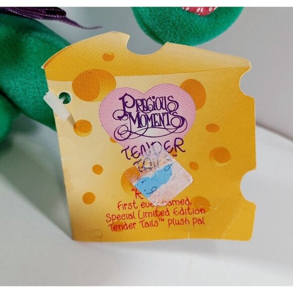 Precious Moments Tender Tails Plush "Rosie"  the mouse Green 1998 Vintage - Picture 3 of 6